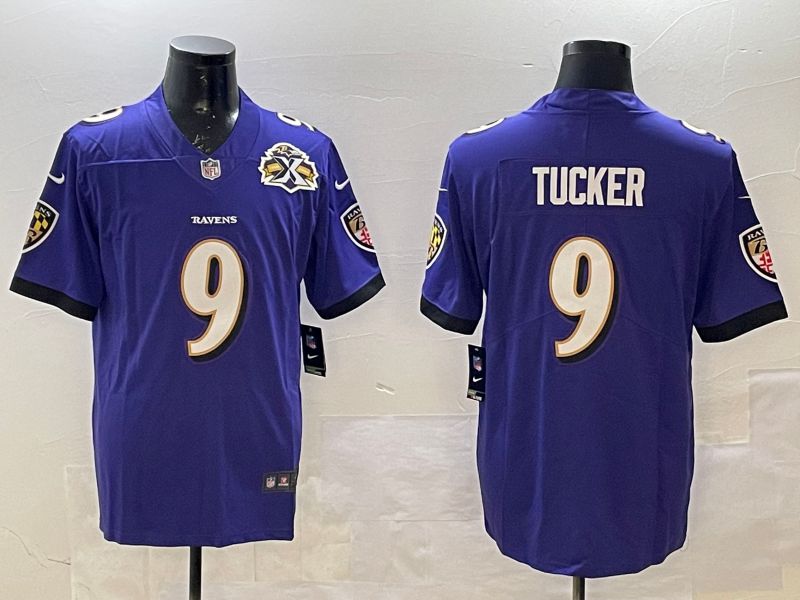 Men Baltimore Ravens #9 Tucker Purple Second generation 2024 Nike Limited NFL Jersey style 3->baltimore ravens->NFL Jersey